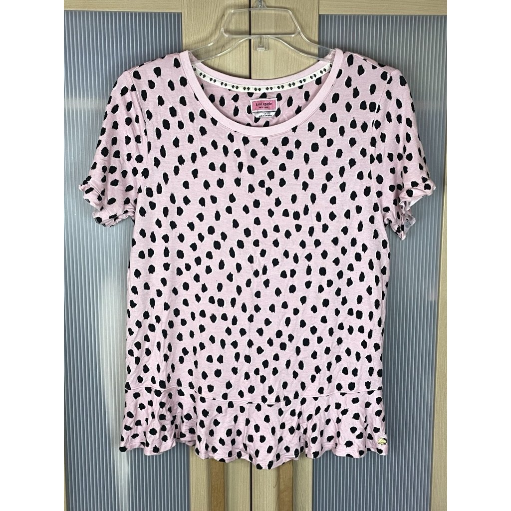 Kate Spade Top T-Shirt Women's Small Pink Animal Print Casual Soft Designer Tee